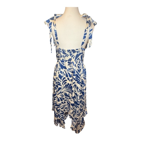 Alexis x Target Blue Botanical Tie Strap Asymmetrical Hem Dress Sz M Flowy - Picture 4 of 10